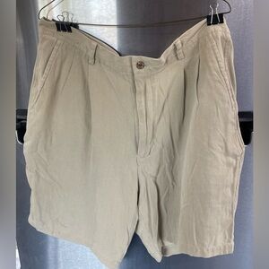 100% SILK Caribbean Men's pleated front shorts NWOT Tan size 38 4 pockets‎